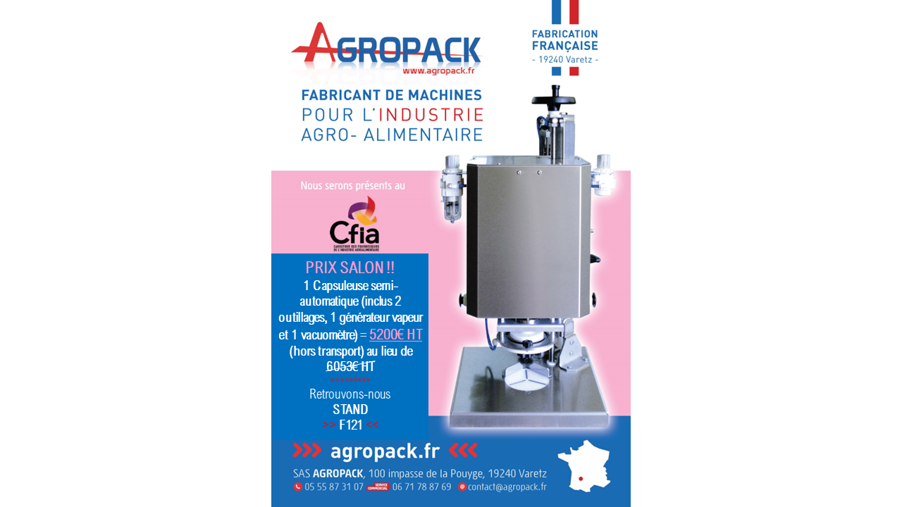 Promo salon CFIA de Toulouse (capsuleuse twist-off semi auto)
